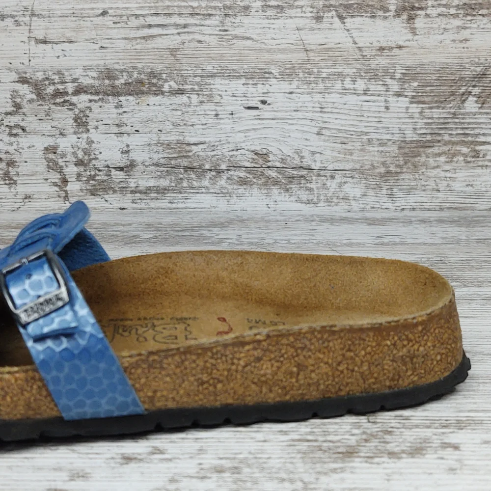 🟦Sz 37 Like New Birkenstock Blue Triple Strap Slide Sandal - Picture 5 of 16